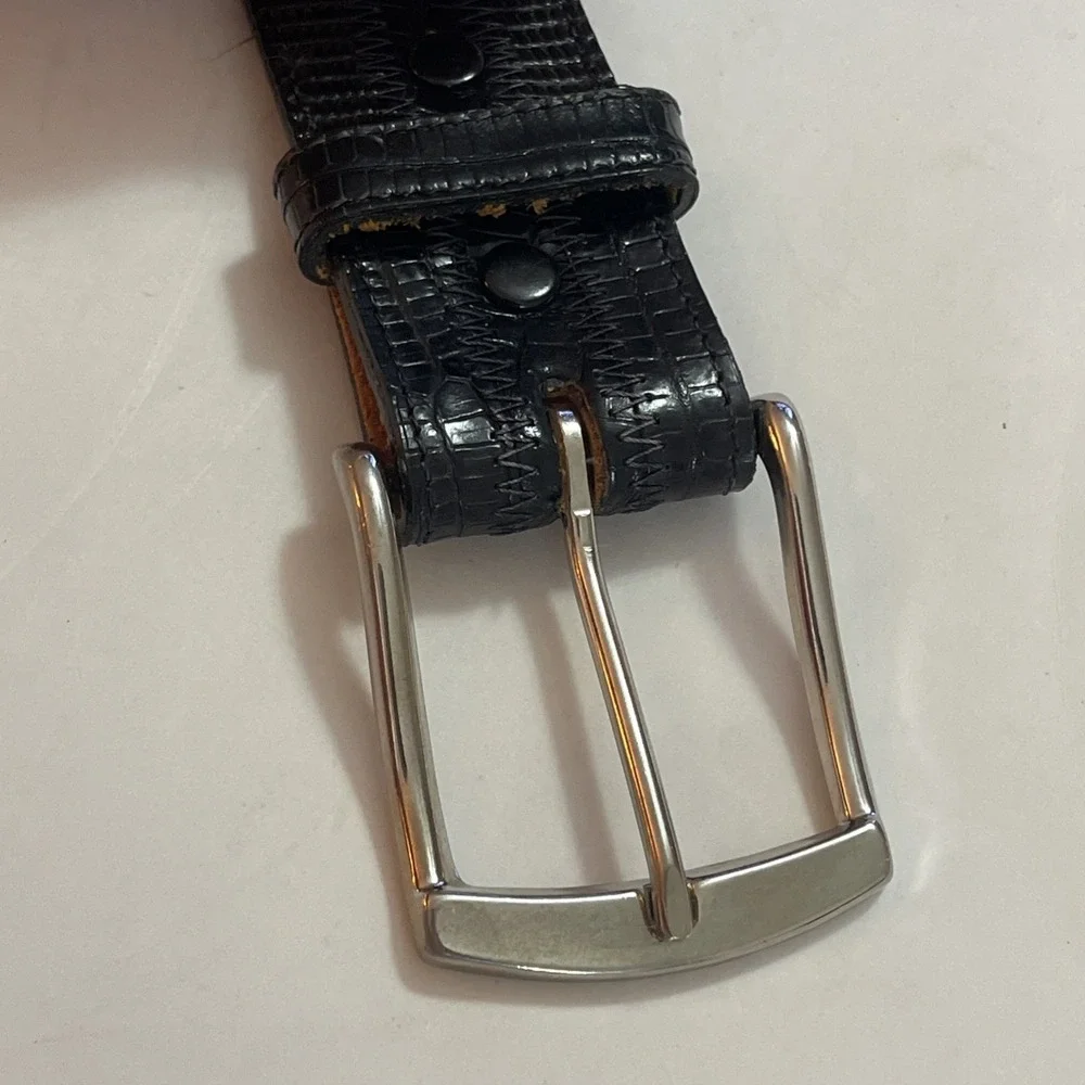 Tony Lama Belt Dress / Western Black Genuine Lizard Leather Mens 32 Old Money‎
